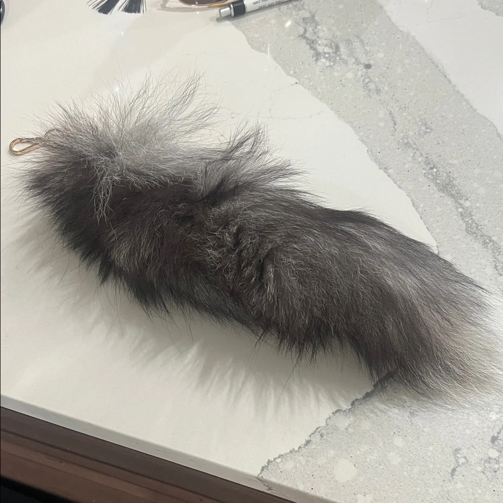 Elegant‎ Gray Fox Fur Keychain Accessory